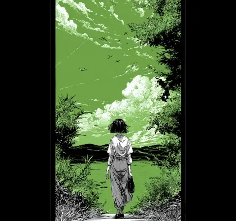 漫画阅读场景，多本漫画书与阅读设备